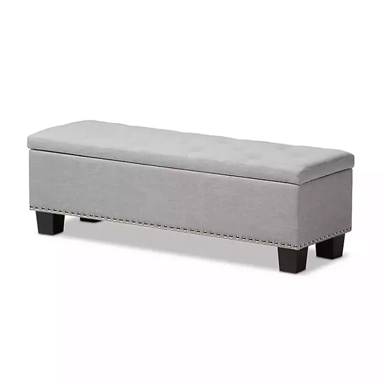 Entryway Furniture-Kirklands Home Taupe Button-Tufted Upholstered Storage Bench Tan