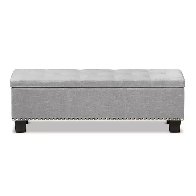 Entryway Furniture-Kirklands Home Taupe Button-Tufted Upholstered Storage Bench Tan