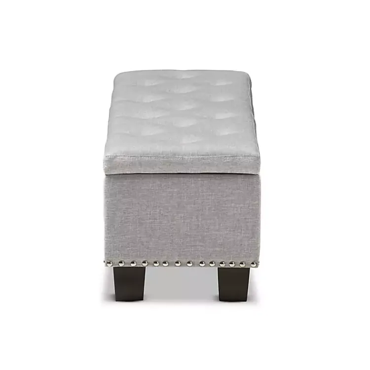 Entryway Furniture-Kirklands Home Taupe Button-Tufted Upholstered Storage Bench Tan