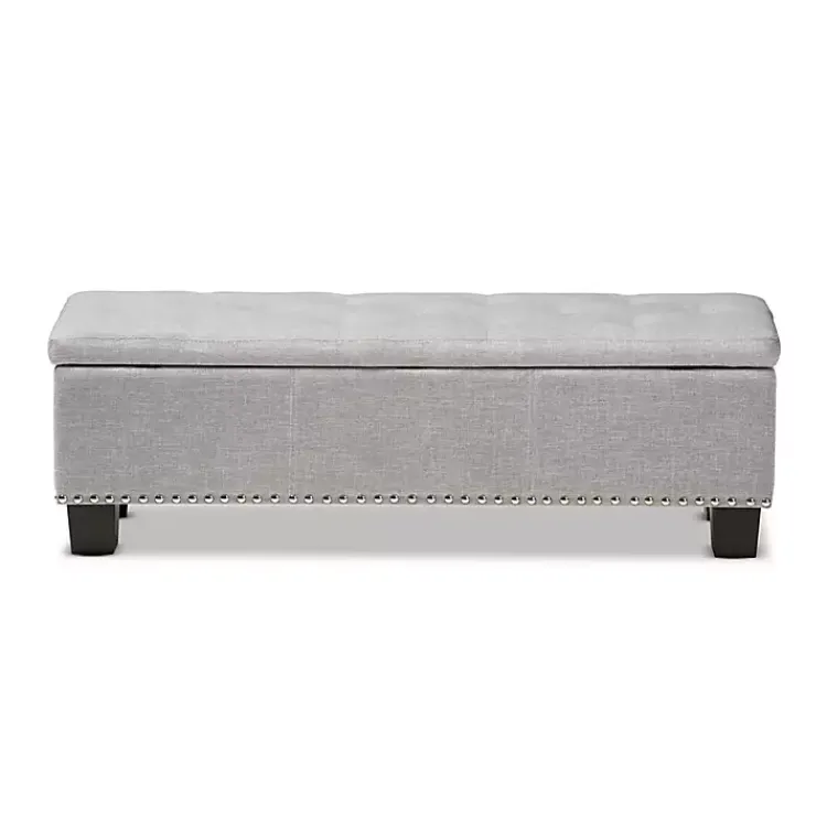 Entryway Furniture-Kirklands Home Taupe Button-Tufted Upholstered Storage Bench Tan