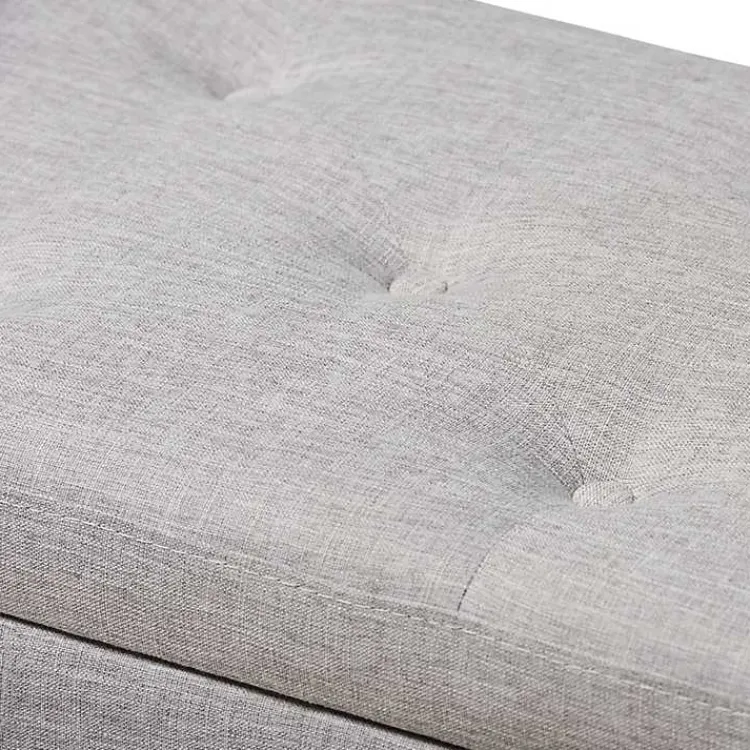 Entryway Furniture-Kirklands Home Taupe Button-Tufted Upholstered Storage Bench Tan