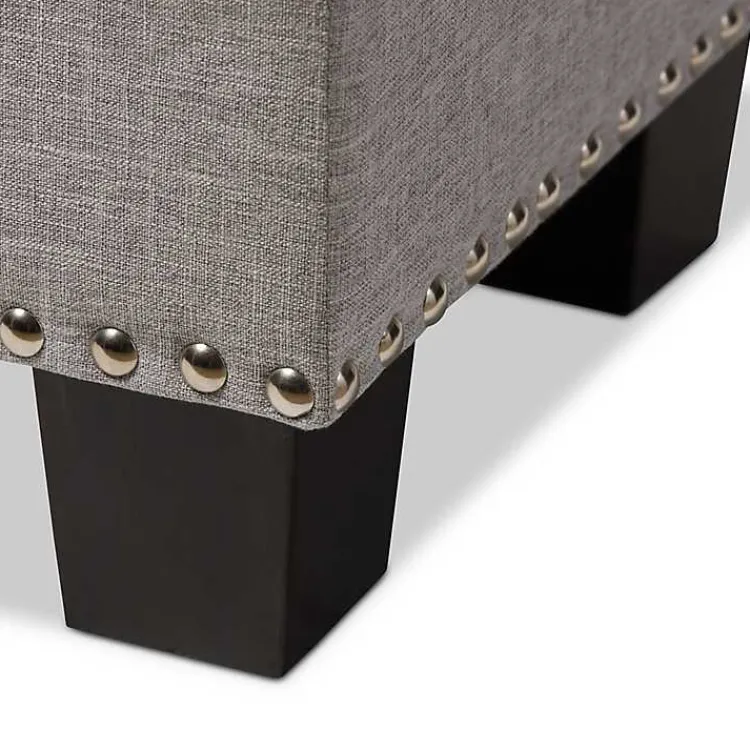 Entryway Furniture-Kirklands Home Taupe Button-Tufted Upholstered Storage Bench Tan
