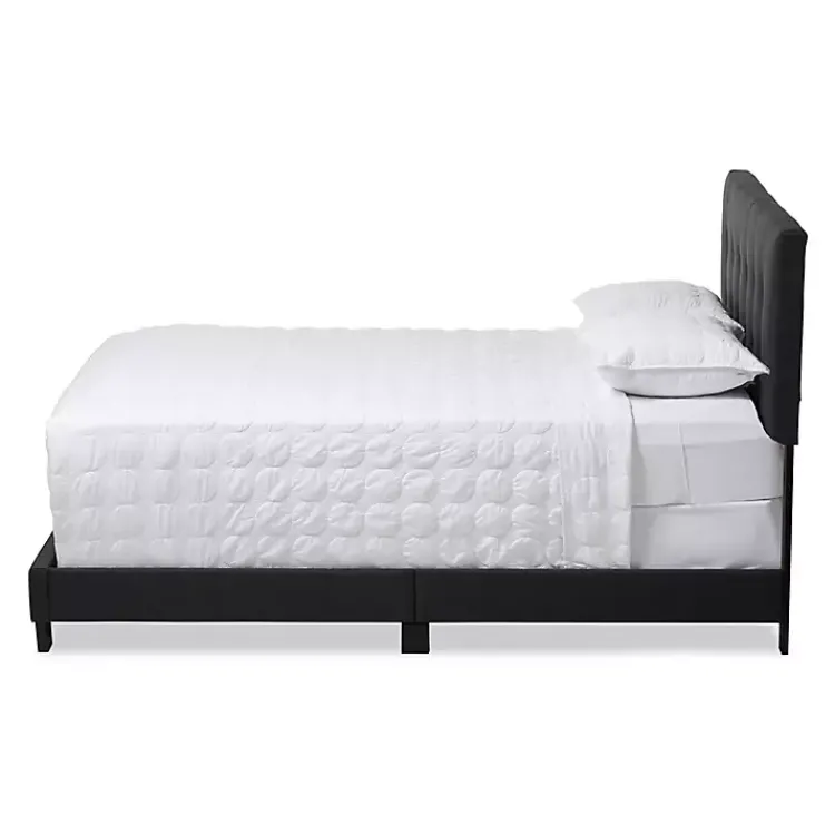 Beds & Headboards-Kirklands Home Charcoal Tufted Modern Queen Bed Gray