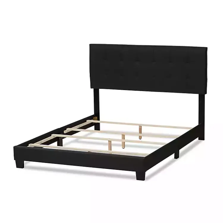 Beds & Headboards-Kirklands Home Charcoal Tufted Modern Queen Bed Gray