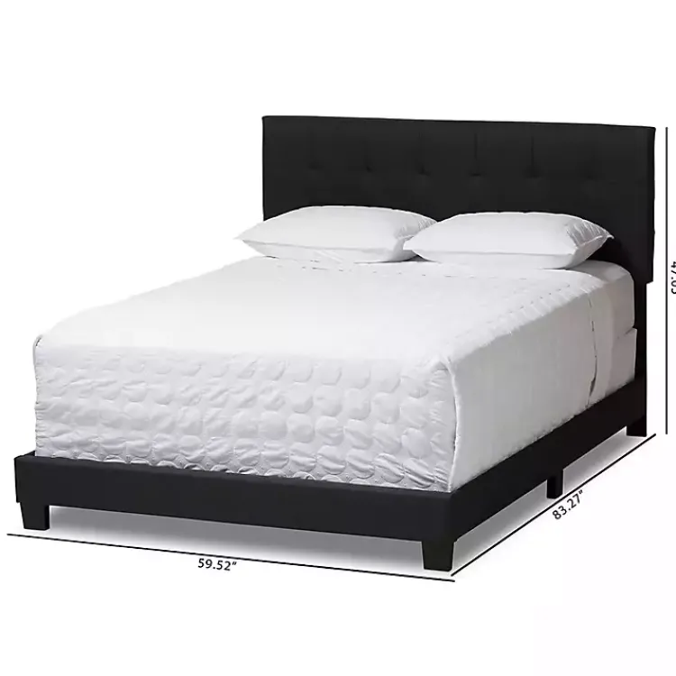 Beds & Headboards-Kirklands Home Charcoal Tufted Modern Queen Bed Gray