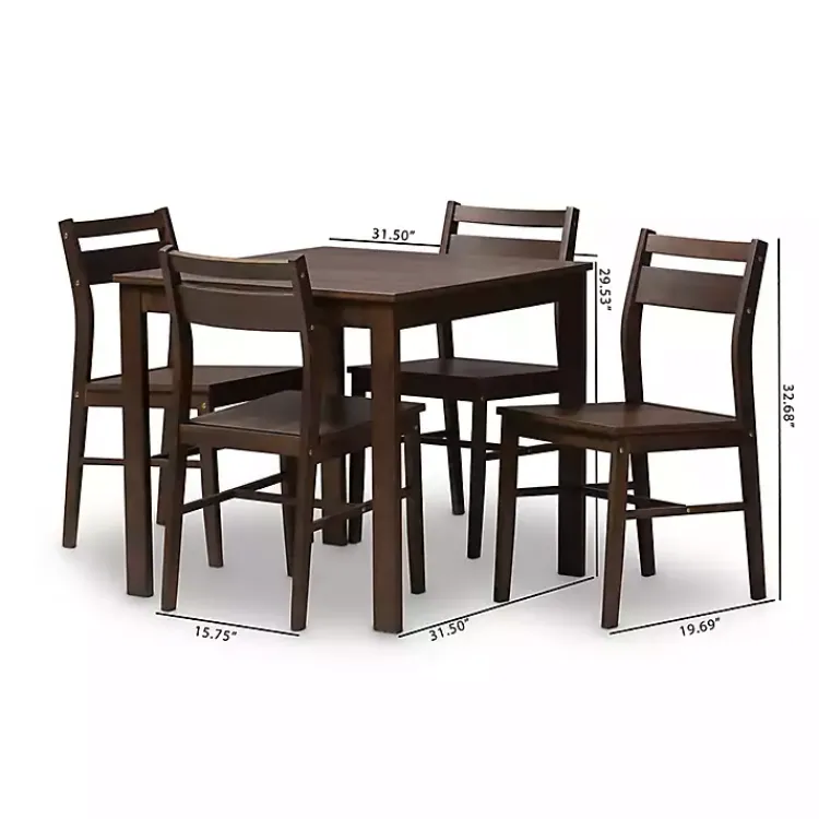 Dining Sets-Kirklands Home Walnut Contemporary Wood 5-pc. Dining Set