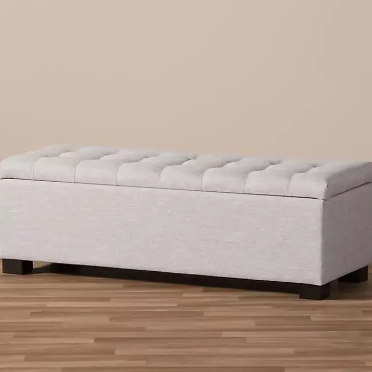 Benches & Ottomans-Kirklands Home Beige Tufted Contemporary Storage Bench