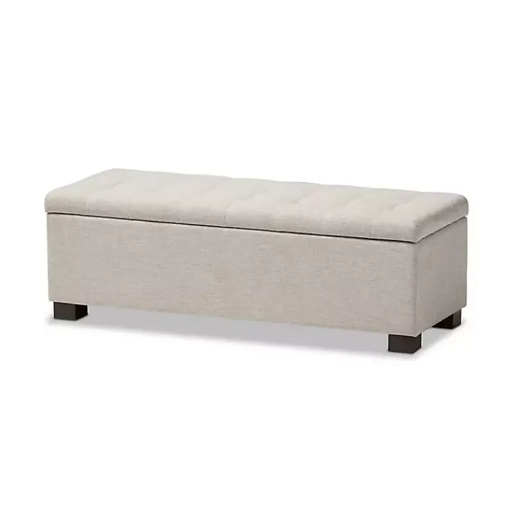 Entryway Furniture-Kirklands Home Beige Grid-Tufted Contemporary Storage Bench Tan