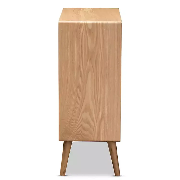 Dressers & Chests-Kirklands Home Oak and Rattan 4-Drawer Chest