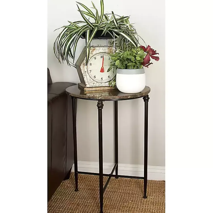 Accent & End Tables-Kirklands Home Modern Metal and Marble Accent Table