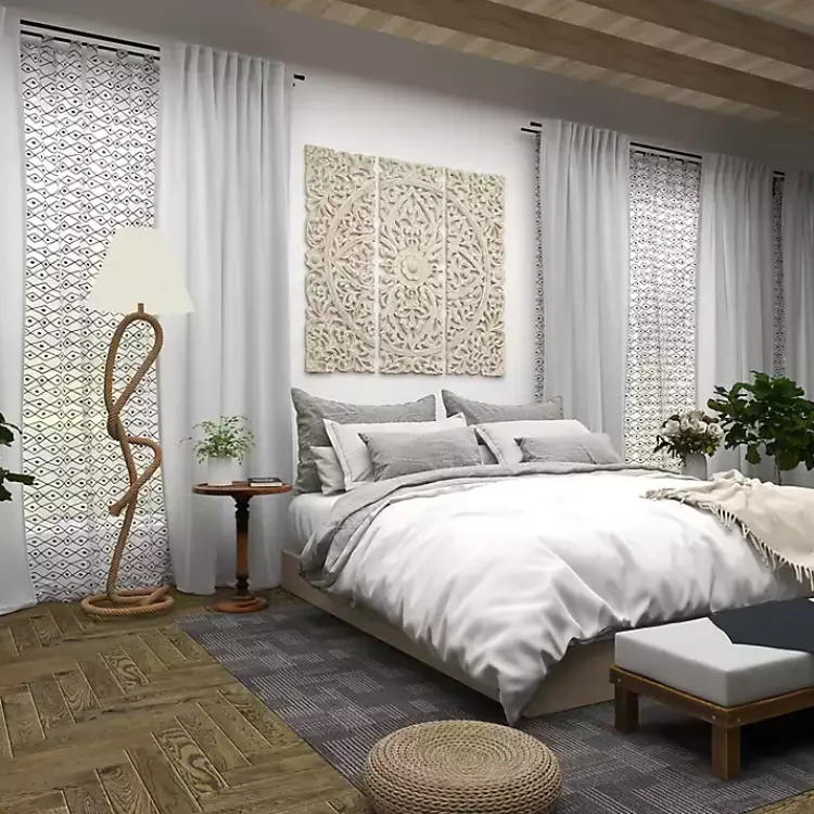 Accent & End Tables-Kirklands Home Carved Mandala Mango Wood Accent Table Brown