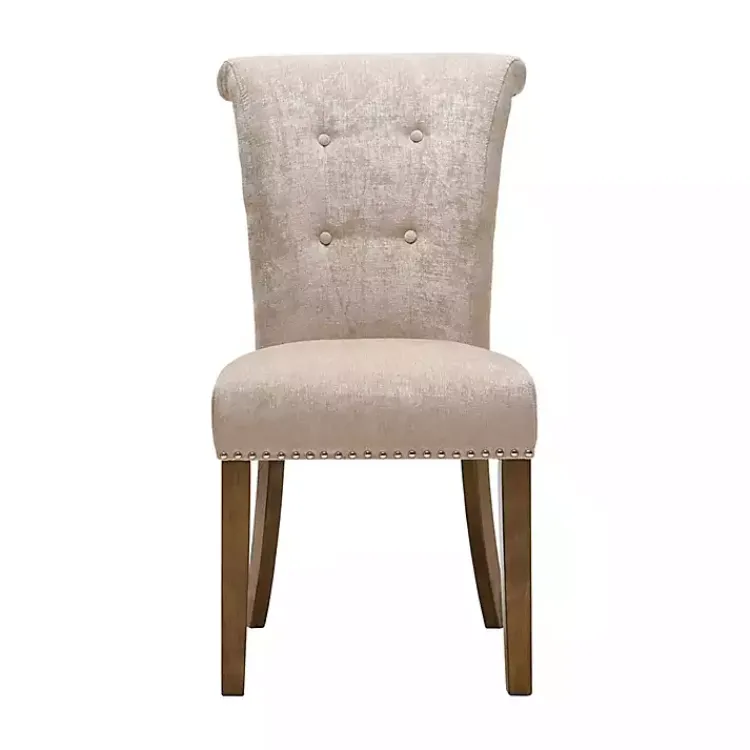 Dining Chairs-Kirklands Home Cream Linen Rolled Back Dining Chairs, Set of 2 Ivory