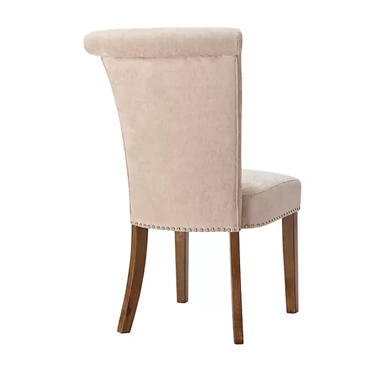 Dining Chairs-Kirklands Home Cream Linen Rolled Back Dining Chairs, Set of 2 Ivory