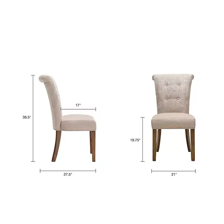 Dining Chairs-Kirklands Home Cream Linen Rolled Back Dining Chairs, Set of 2 Ivory