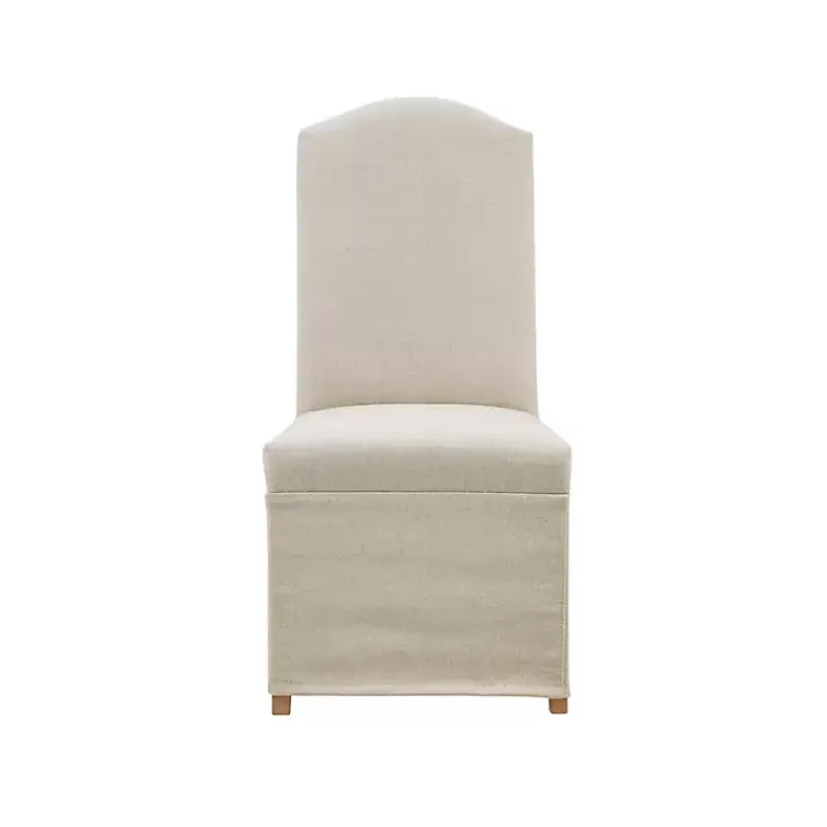 Dining Chairs-Kirklands Home Beige High Back Skirted Dining Chairs, Set of 2 Tan