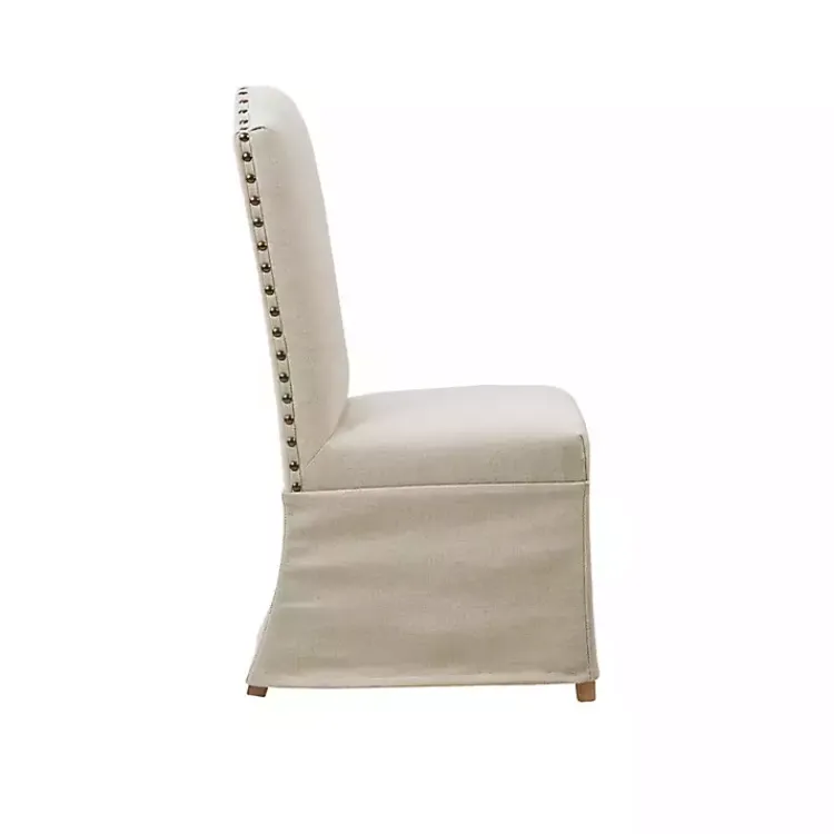 Dining Chairs-Kirklands Home Beige High Back Skirted Dining Chairs, Set of 2 Tan