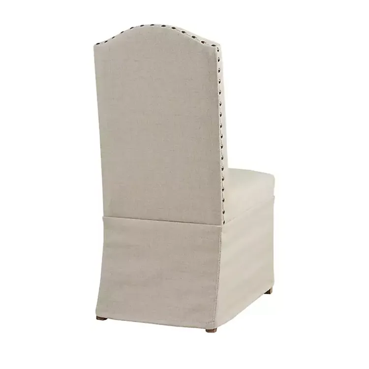 Dining Chairs-Kirklands Home Beige High Back Skirted Dining Chairs, Set of 2 Tan