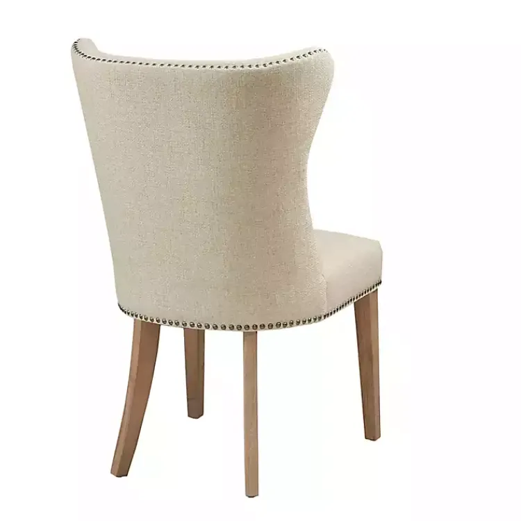 Dining Chairs-Kirklands Home Cream Wing Back Nailhead Dining Chairs, Set of 2 Ivory