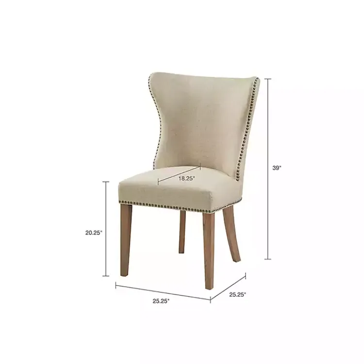 Dining Chairs-Kirklands Home Cream Wing Back Nailhead Dining Chairs, Set of 2 Ivory
