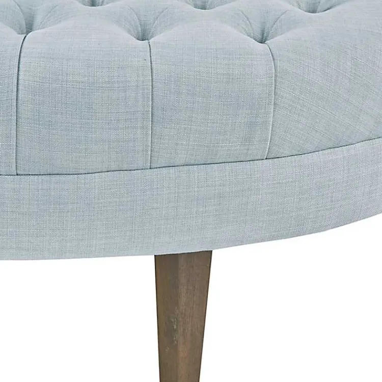 Benches & Ottomans-Kirklands Home Cory Tufted Dusty Linen Ottoman Blue