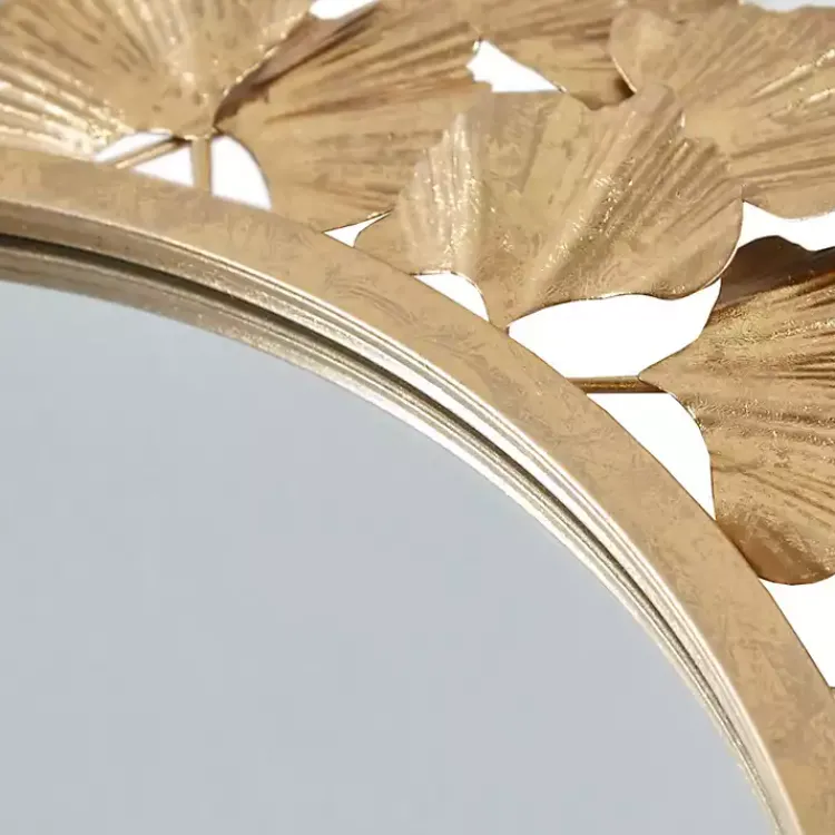 Decorative Mirrors-Kirklands Home Gold Foil Leaf Framed Round Wall Mirror