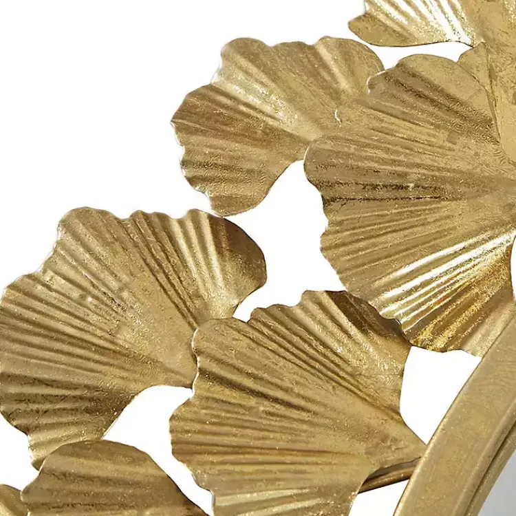 Decorative Mirrors-Kirklands Home Gold Foil Leaf Framed Round Wall Mirror