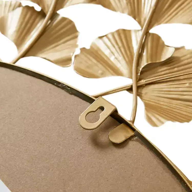 Decorative Mirrors-Kirklands Home Gold Foil Leaf Framed Round Wall Mirror