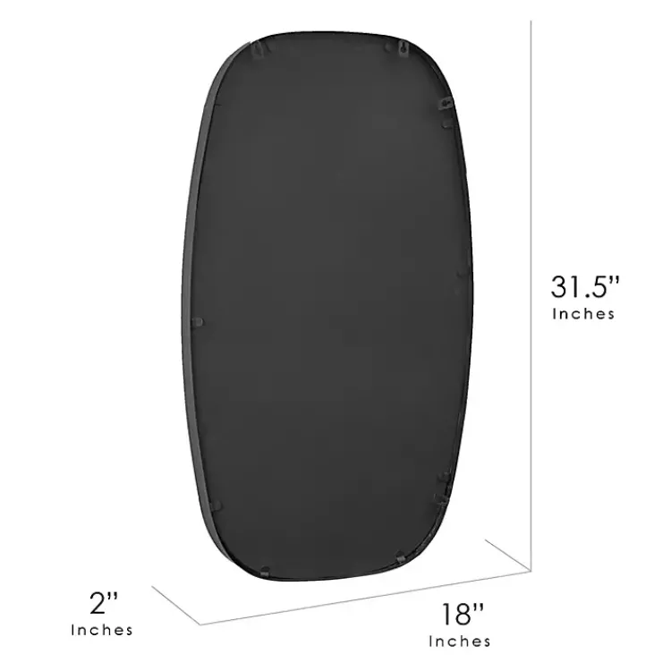 Decorative Mirrors-Kirklands Home Black Metal Rectangular Wall Mirror, 18x31.5 in.