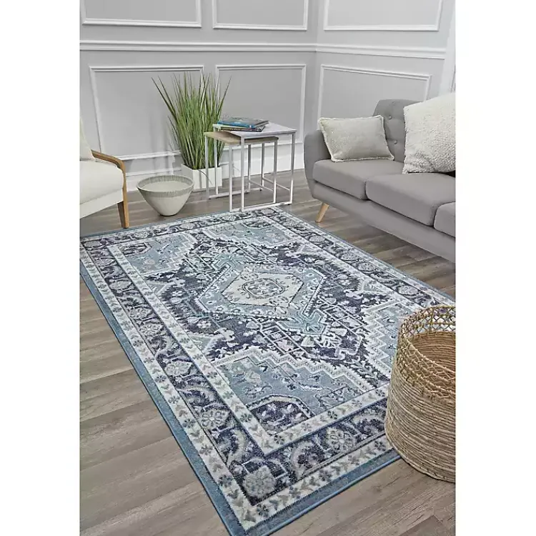 Area Rugs-Kirklands Home Midnight Blue Frieda Medallion Area Rug, 8x10