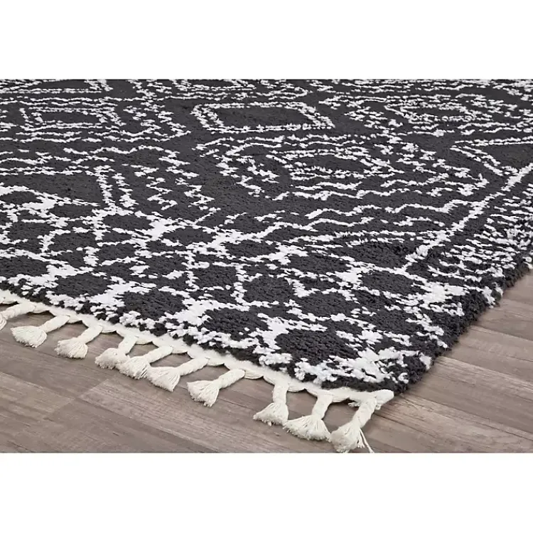 Area Rugs-Kirklands Home Sable and White Moon Accent Rug, 2x8 Black