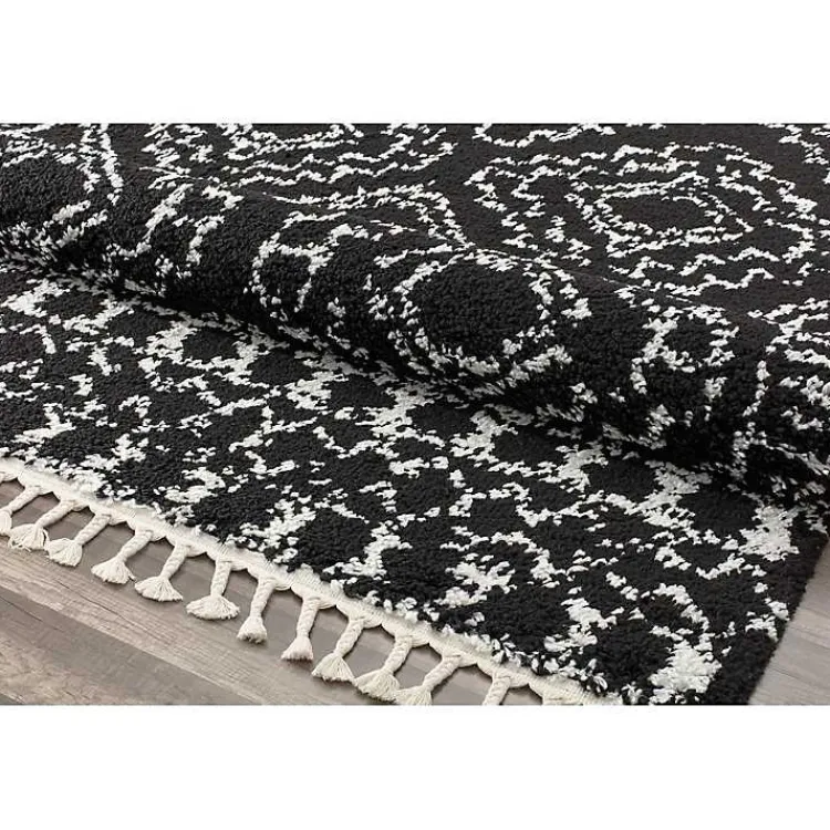 Area Rugs-Kirklands Home Sable and White Moon Accent Rug, 2x8 Black