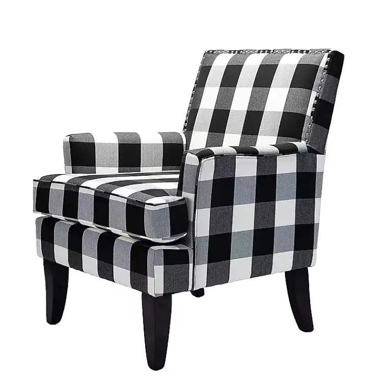 Accent Chairs-Kirklands Home Black and White Buffalo Check Armchair