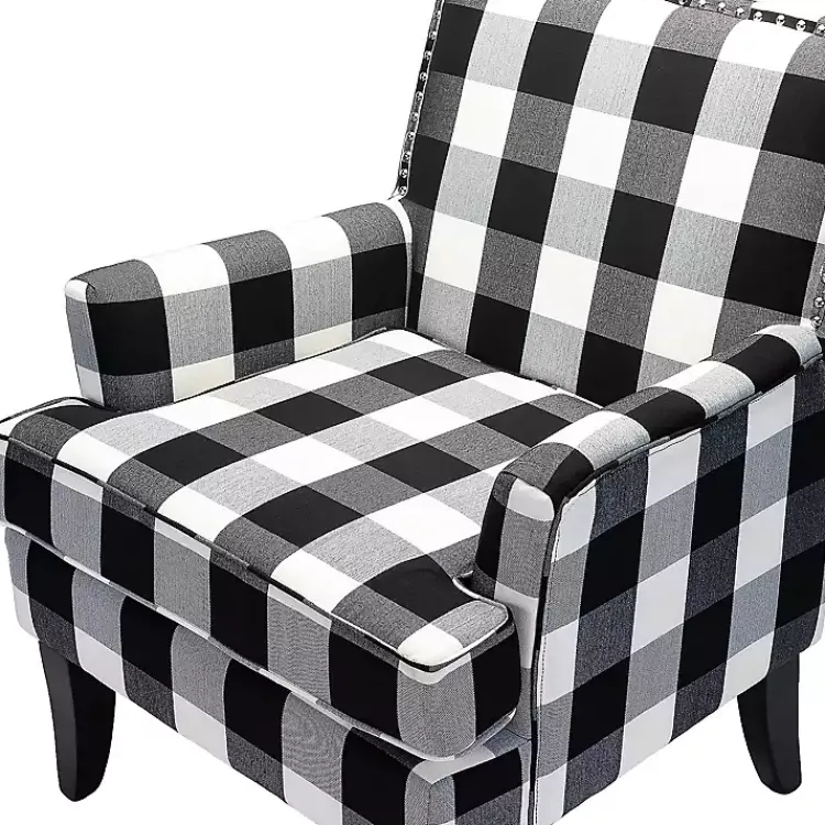 Accent Chairs-Kirklands Home Black and White Buffalo Check Armchair