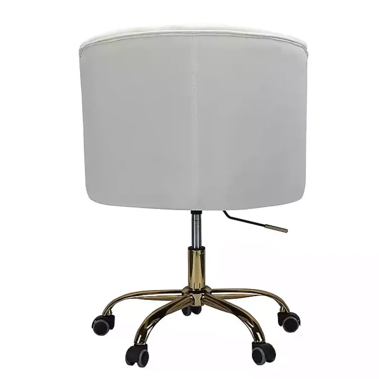 Office Furniture-Kirklands Home Velvet Tufted Golden Leg Swivel Office Chair Ivory