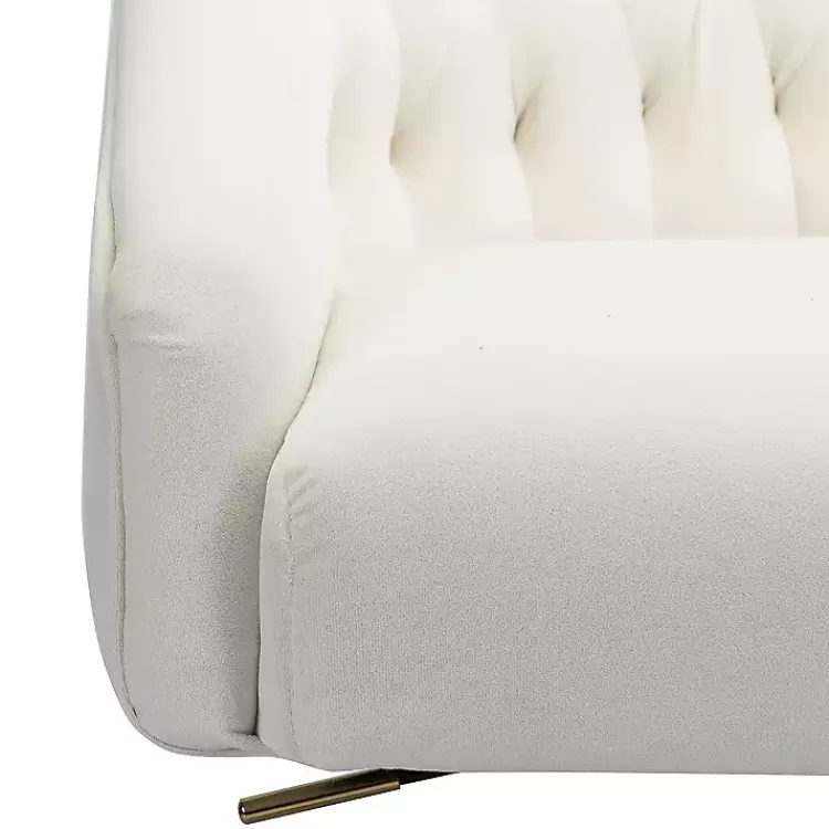 Office Furniture-Kirklands Home Velvet Tufted Golden Leg Swivel Office Chair Ivory