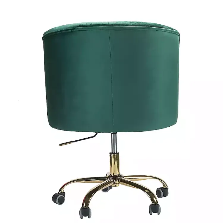 Office Furniture-Kirklands Home Velvet Tufted Golden Leg Swivel Office Chair Green