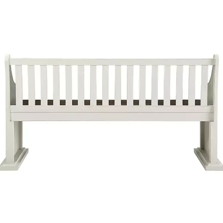 Entryway Furniture-Kirklands Home Two-Tone Dark Oak and Ivory High Back Wooden Bench White