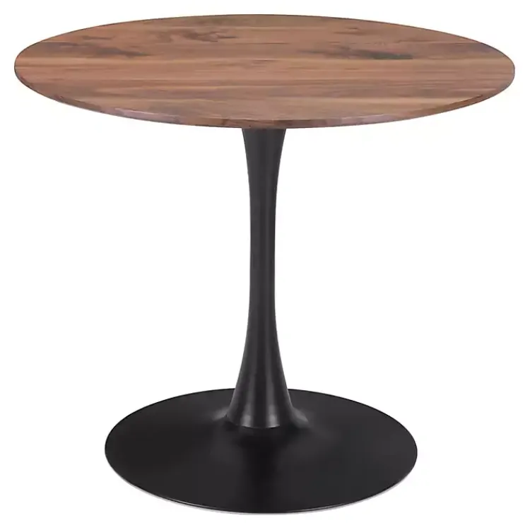 Dining Tables-Kirklands Home Brown Wood and Black Metal Bistro Dining Table