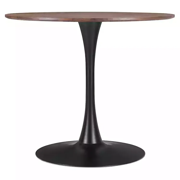 Dining Tables-Kirklands Home Brown Wood and Black Metal Bistro Dining Table