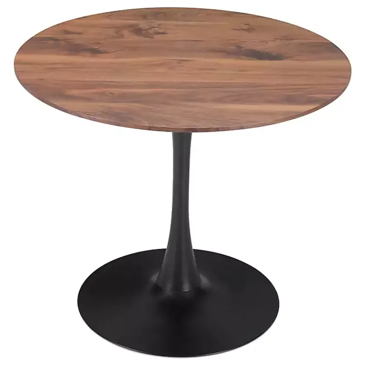 Dining Tables-Kirklands Home Brown Wood and Black Metal Bistro Dining Table