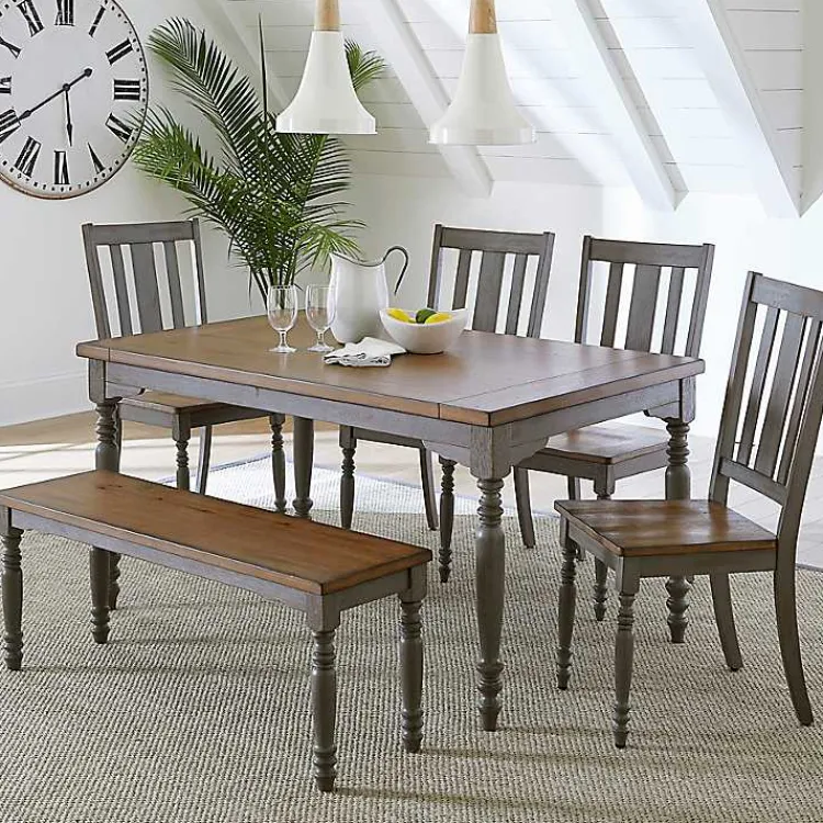 Dining Tables-Kirklands Home Brown and Gray Traditional Wood Dining Table