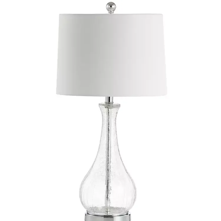 Table Lamps-Kirklands Home Clear Glass and Silver Metal Base Table Lamp White