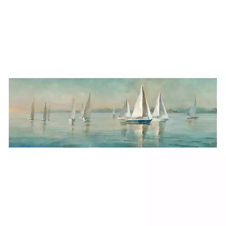 Canvas Art-Kirklands Home Sailboats at Sunrise Canvas Art Print Blue