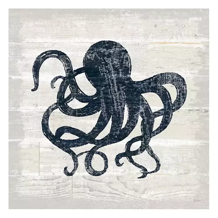 Canvas Art-Kirklands Home Blue Octopus Driftwood Canvas Art Print White