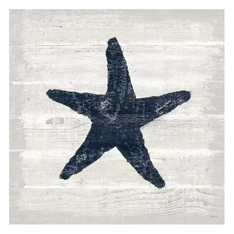 Canvas Art-Kirklands Home Blue Starfish Driftwood Canvas Art Print White