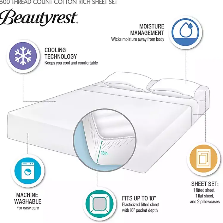 Bed Sheets-Kirklands Home Cream Rich Cooling Cotton King Sheet Set Ivory