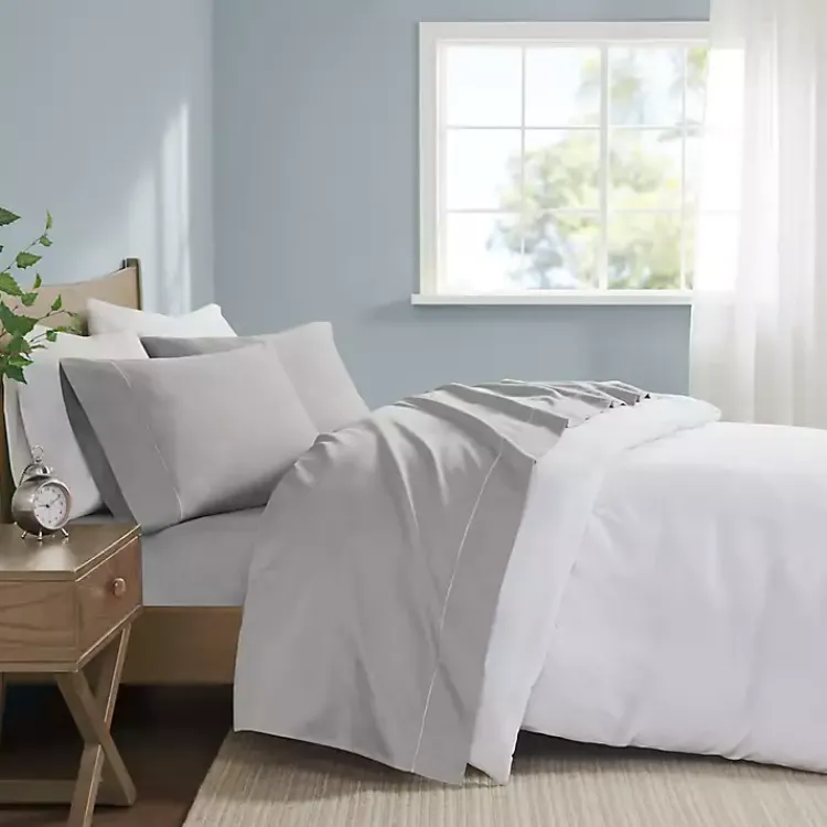 Bed Sheets-Kirklands Home Pima Cotton Sateen 4-pc. King Sheet Set Gray