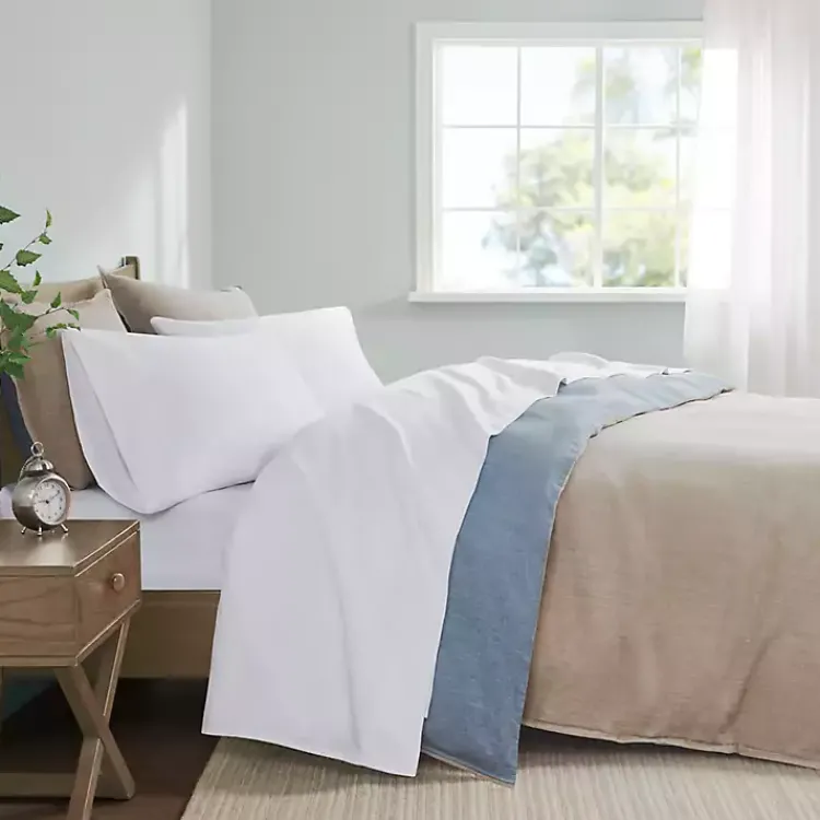 Bed Sheets-Kirklands Home Pima Cotton Sateen 4-pc. King Sheet Set White