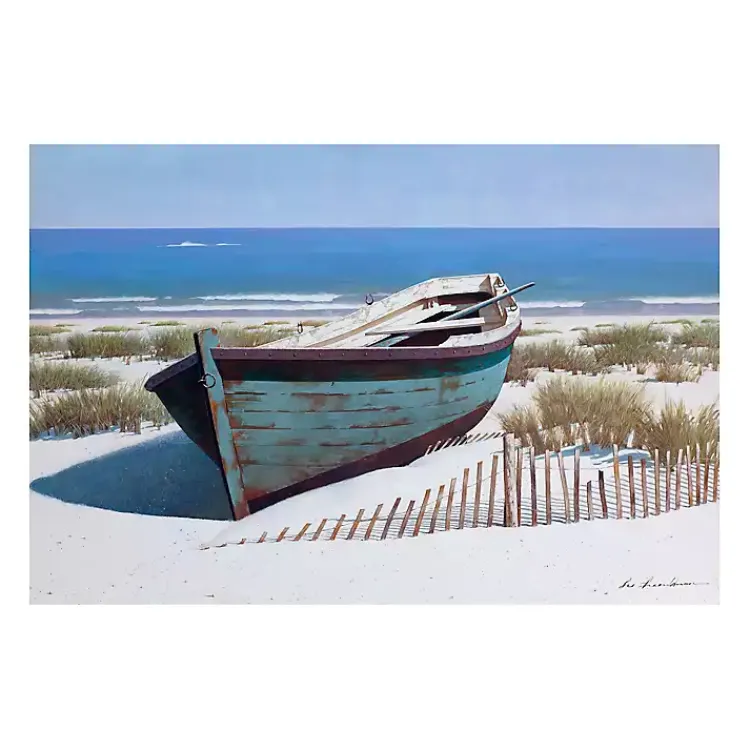 Canvas Art-Kirklands Home Blue Boat On Beach Canvas Art Print