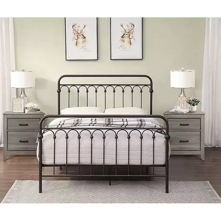 Beds & Headboards-Kirklands Home Oil Rubbed Bronze Metal Platform Full Bed Brown